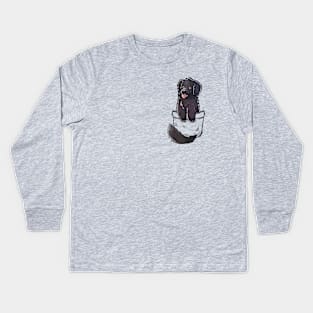 Pocket Cute Newfoundland Dog Kids Long Sleeve T-Shirt